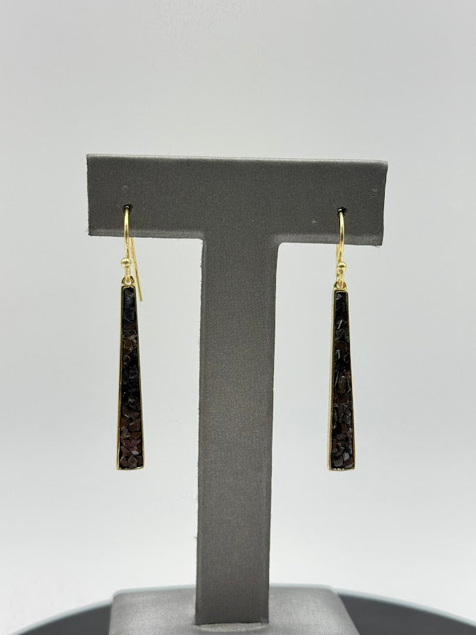 JoyaSterling Silver Goldclad crushed Diamond Drop Earrings, 2"