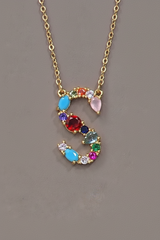 JK NY 18" Goldtone MultiColor Initial Pendant Necklace
