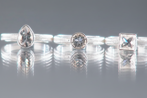 Deb Guyot Sterling Silver 2.75ctw Herkimer "Diamond" Quartz 3piece Ring Set, Size 12