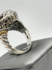 Bali RoManse Sterling Silver & 14k Accents Oval Prasiolite Twisted Cable Ring, size 8
