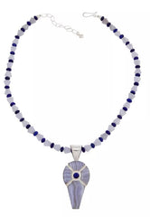 Colgante de ágata azul de encaje de plata esterlina de Jay King con collar de cuentas de 45 cm