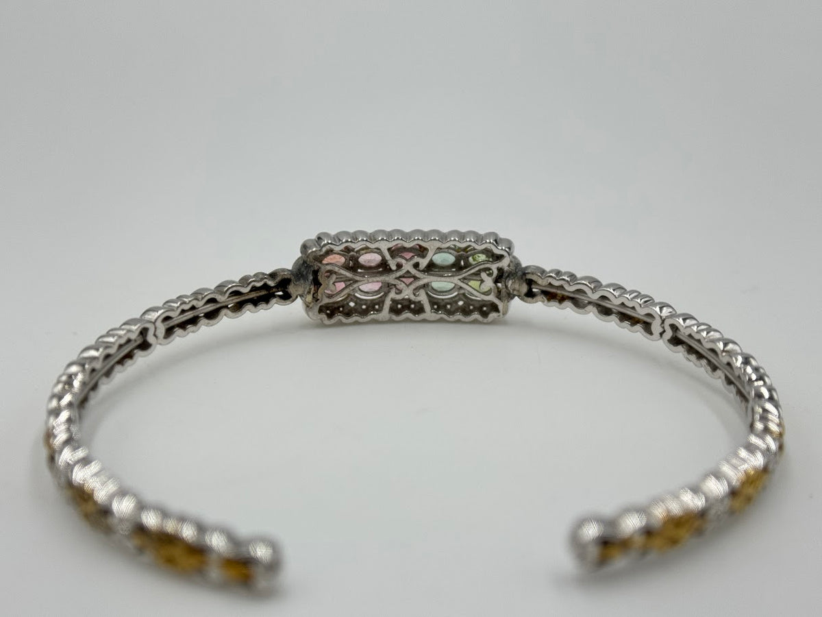 Gems by Michael Sterling Silver Vermeil Multicolor Tourmaline Cuff Bracelet, 6-1/2"