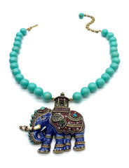 Heidi Daus "Parade" Beaded Crystal & Enamel Elephant Necklace, 18"