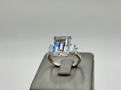 Absolute Sterling Silver Emerald-cut CZ Ring, Size 8