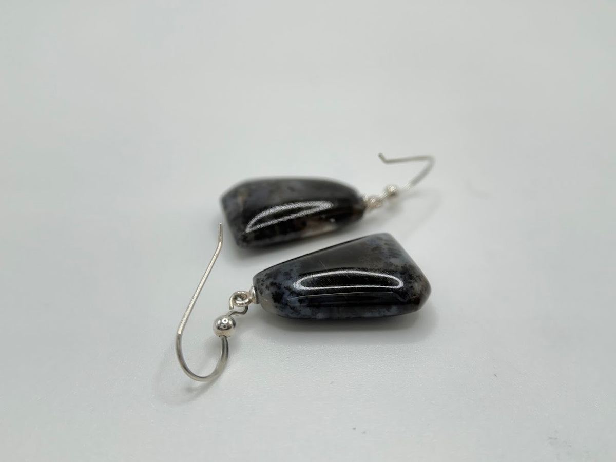 Jay King Sterling Silver Black/White Agate Drop Earrings, 1-1/2"
