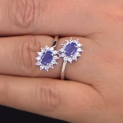Colleen Lopez Sterling Silver Tanzanite & White Zircon Bypass Ring, Size 11