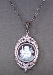 Rarities "Little Angel" Carved Sardonyx Shell Cameo Pendant with Chain
