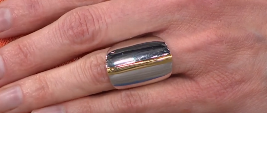 ELLE Sterling Silver and GoldPlated TwoTone Dome Ring, Size 5