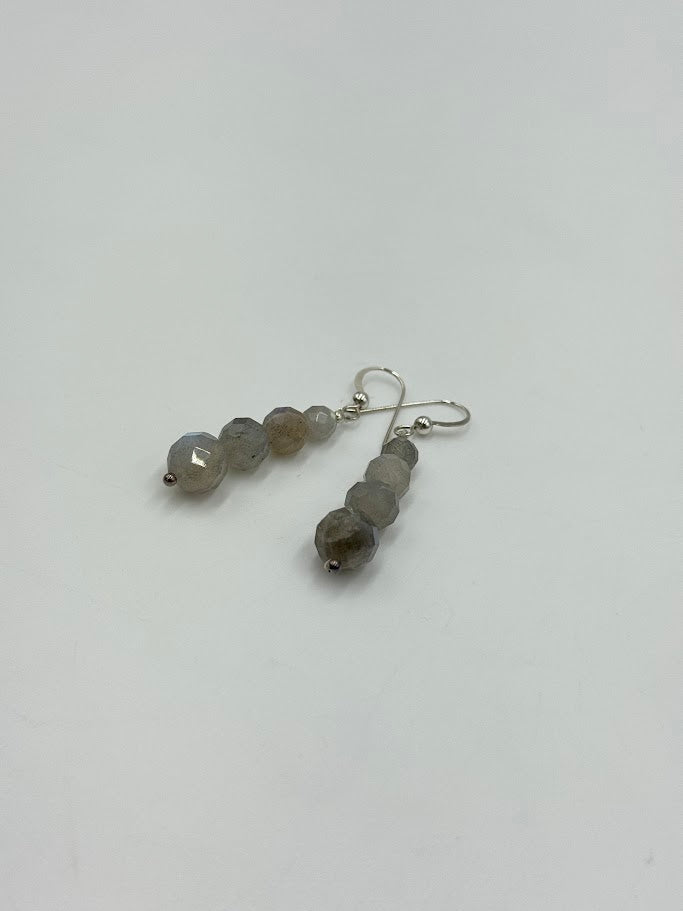 Jay King Sterling Silver Faceted Labradorite Beaded Drop Earrings 1”