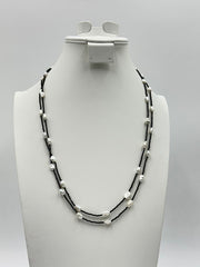 Rarities Sterling Silver Goldclad Black Spinel & Pearl Necklace, 54"