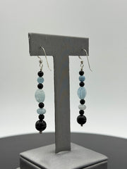 Jay King Sterling Silver Blue & Black Chalcedony Beaded Earrings, 1"