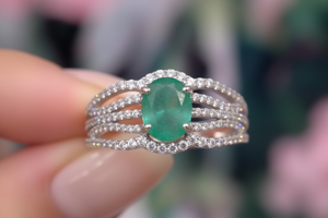 Colleen Lopez Sterling Silver Emerald & White Zircon Ring, Size 6