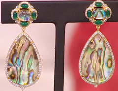 Rarities Goldtone Agate, Topaz and Abalone Doublet Drop Earrings