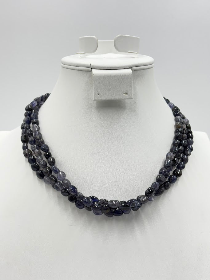 Jay King Sterling Silver Iolite Triple-strand Beaded Necklace, 18"+2"
