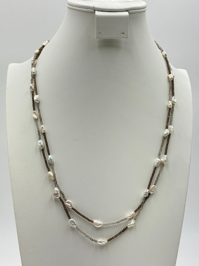 Rarities Sterling Silver Labradorite & Pearl Necklace, 54"