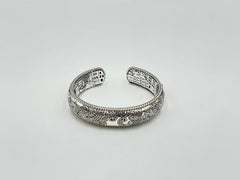 JAI Sterling Silver Paisley Carved & Venice Scenery Cuff Bracelet, 7-1/2" 81.5g