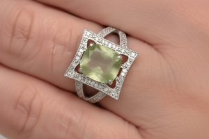 Colleen Lopez Sterling Silver Peacock Fluorite &White Zircon Ring, Size 7
