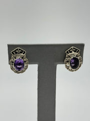 Nicky Butler Sterling Silver Oval Amethyst Stud Earrings.