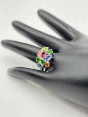 Sheryl Jones Sterling Silver 2.19ctw Multi-Gem Statement Ring Size 8 | Contemporary Color Design