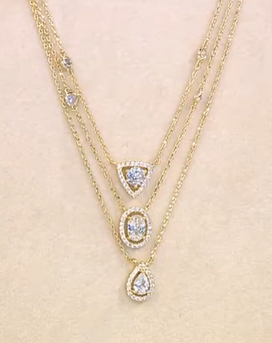 Joan Boyce Goldtone Cubic Zirconia Triple-Row Station Necklace, 18"