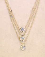 Joan Boyce Goldtone Cubic Zirconia Triple-Row Station Necklace, 18"