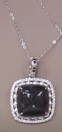Jade of Yesteryear Square Black Jade & Cubic Zirconia Pendant Necklace, 18"