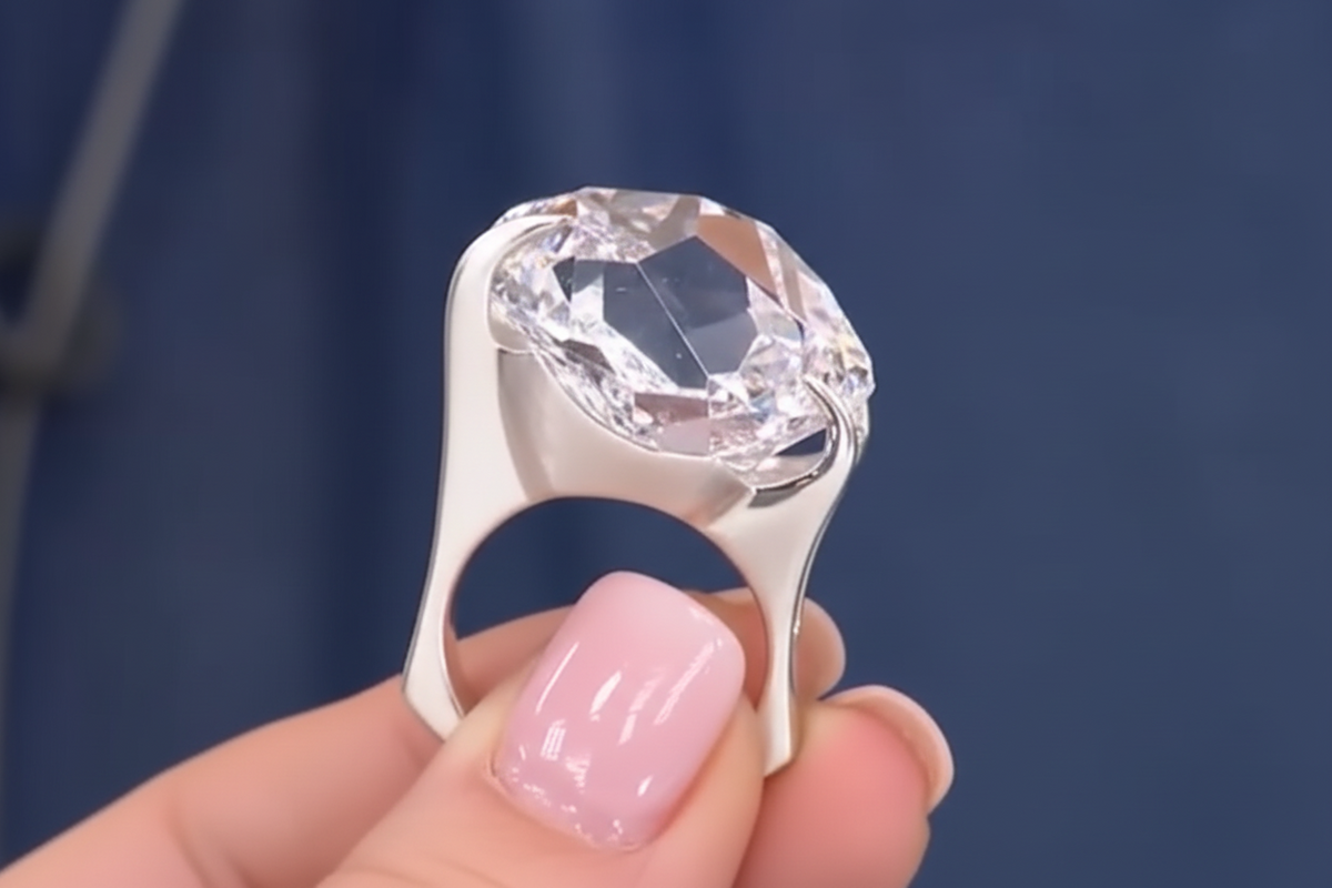 Herkimer Mines Sterling Silver "Diamond" Quartz "Mambo" Ring, Size 8