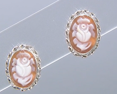 AMEDEO "Botanica" Sardonyx Rose Sterling Silver Stud Earrings