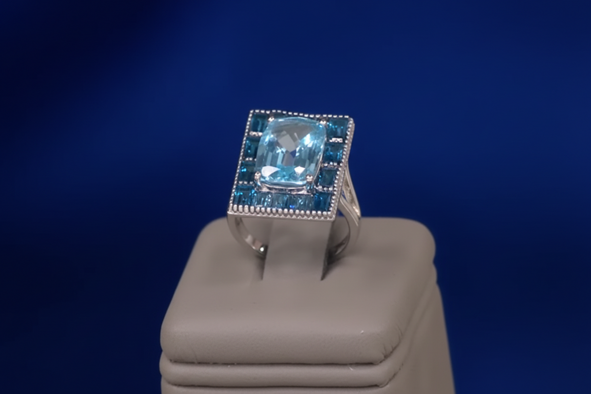 Colleen Lopez Sterling Silver Sky Blue Topaz &London Blue Topaz Ring, Size 6