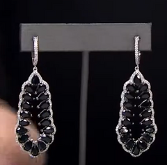 Colleen Lopez Sterling Silver Colored Black Spinel & White Zircon Drop Earrings