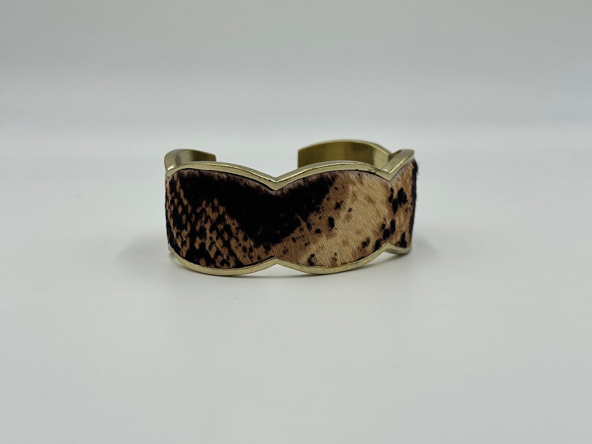 Patricia Nash Goldtone Faux Pelt Cuff Bracelet. 7-1/2"