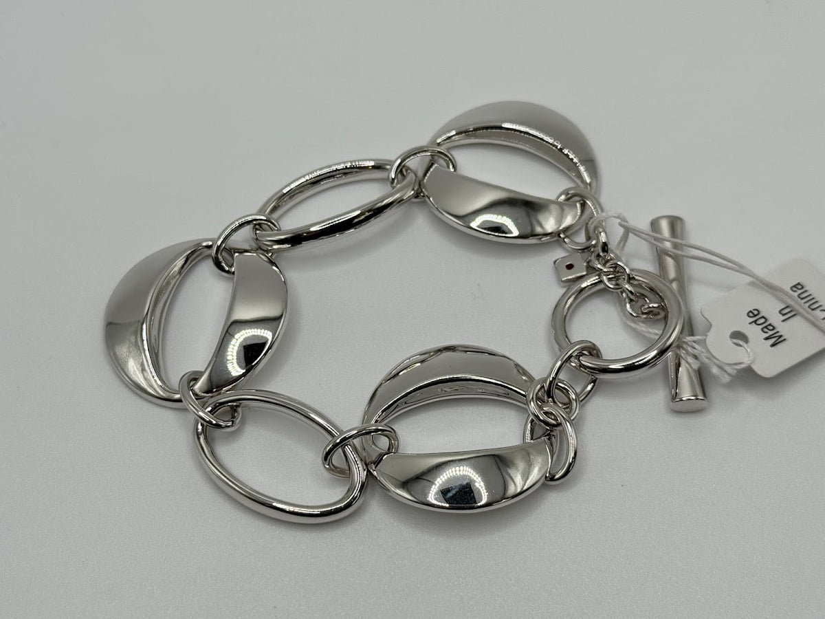Elle Sterling Silver Open-work Station Bracelet, 8"; 6-3/4"Fit