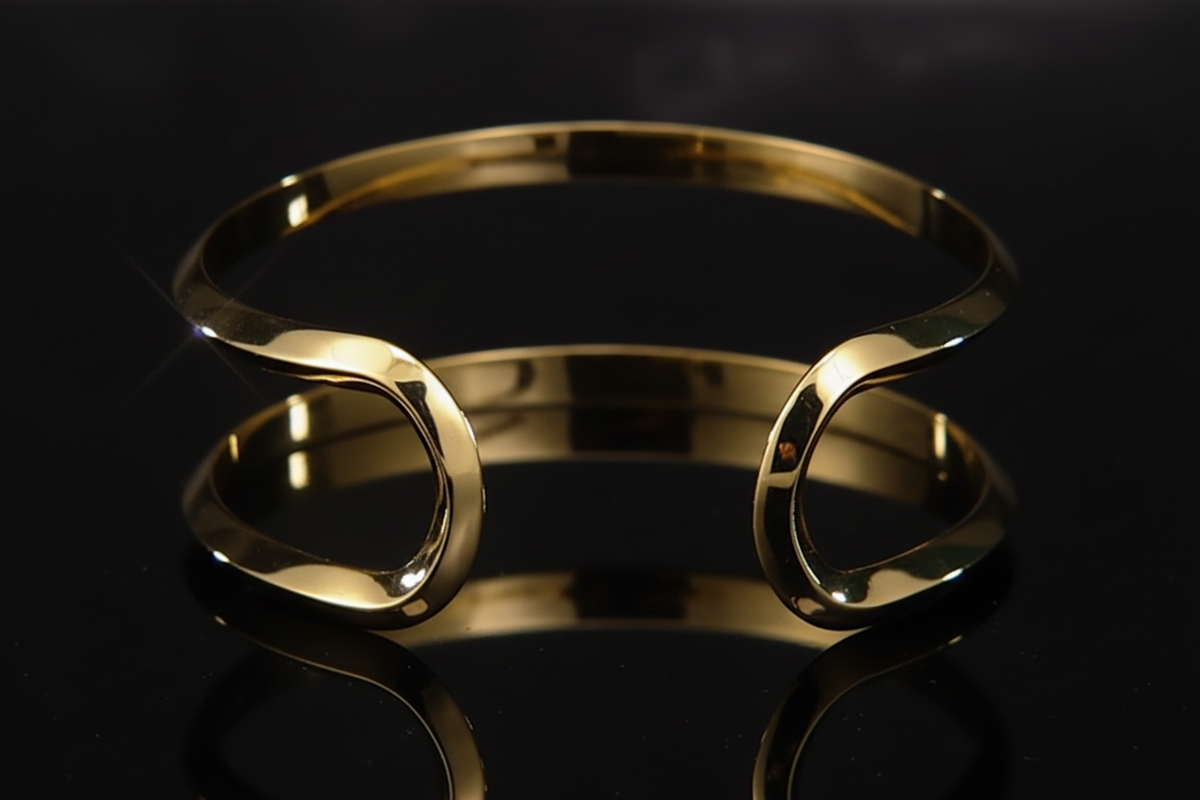 Bellezza Bronze High-Polished Negative Space Cuff Bracelet, 7"