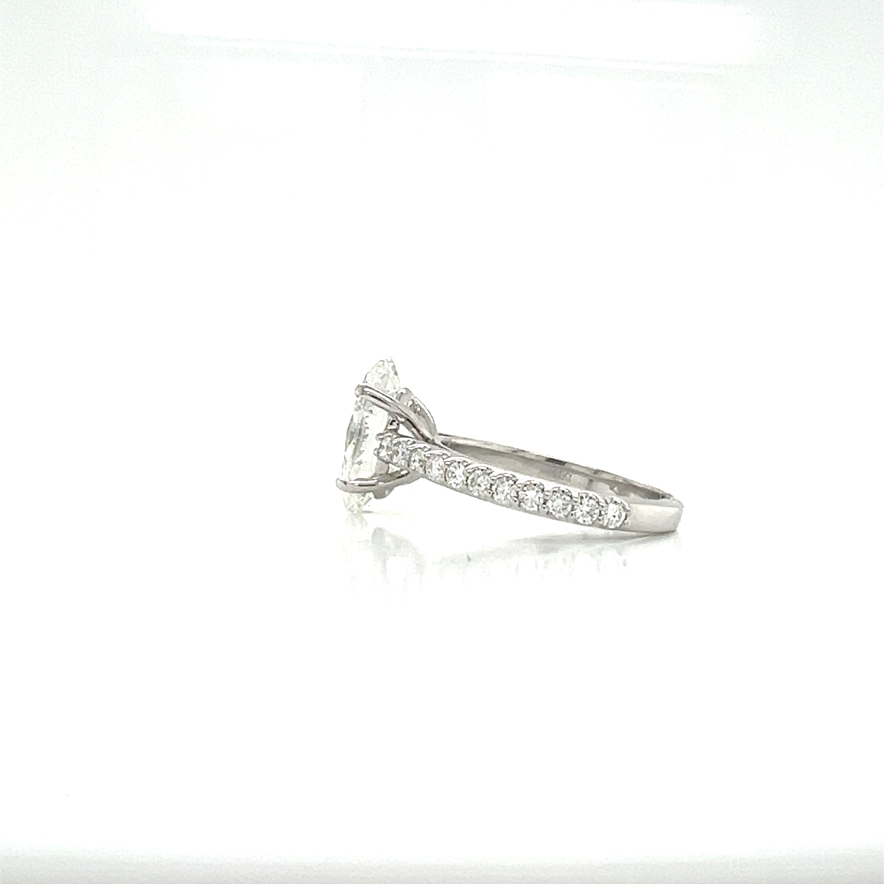 14KW 3.50cttw Lab-Grown Diamond Oval Ring - 3.00ct F/VS1 IGI Certified