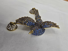 Heidi Daus Inspired "Bird in Flight" Blue & Clear Crystal Magnetic Pendant