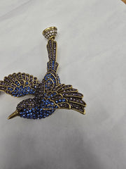 Heidi Daus Inspired "Bird in Flight" Blue & Clear Crystal Magnetic Pendant