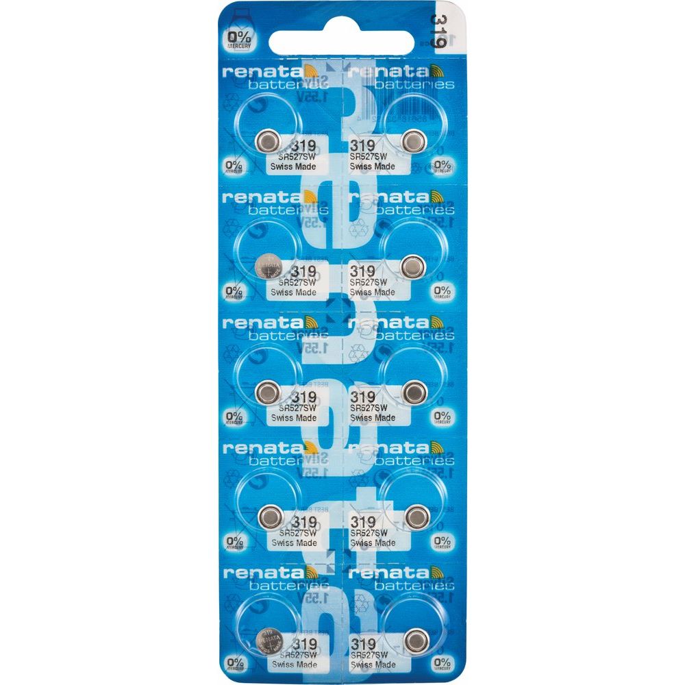 Renata® 0% Mercury Silver Oxide Watch Batteries – 1.55V, Long-Lasting, High & Low Drain (10-Pack)