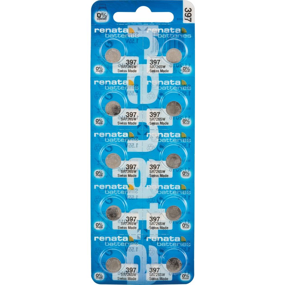 Renata® 0% Mercury Silver Oxide Watch Batteries – 1.55V, Long-Lasting, High & Low Drain (10-Pack)