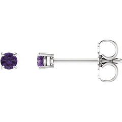 14K White Natural Amethyst Stud Earrings