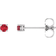 14K White Lab-Grown Ruby Stud Earrings