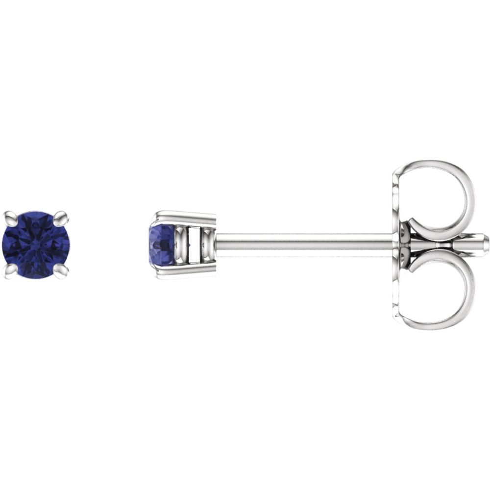 14K White Natural Tanzanite Stud Earrings