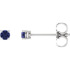 14K White Natural Tanzanite Stud Earrings