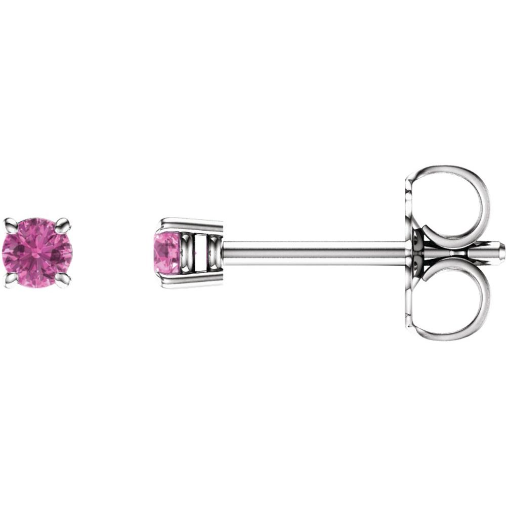 14K White Natural Pink Sapphire Stud Earrings