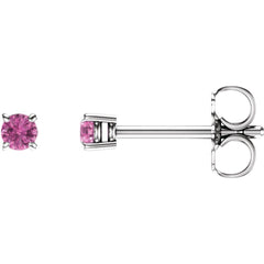 14K White Natural Pink Sapphire Stud Earrings