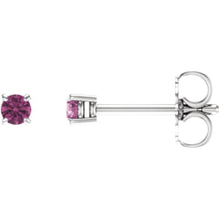 14K White Natural Pink Tourmaline Stud Earrings