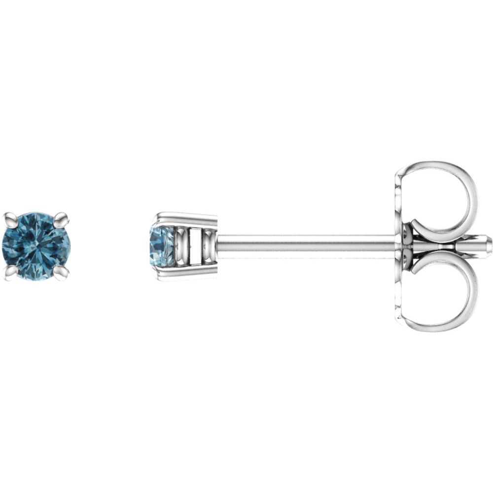 14K White Natural Sku Blue Topaz Stud Earrings