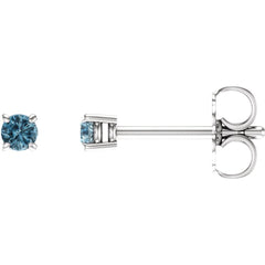 14K White Natural Sku Blue Topaz Stud Earrings