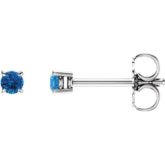 14K White Natural Swiss Blue Topaz Stud Earrings