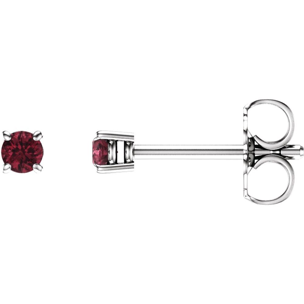 14K White Natural Mozambique Garnet Stud Earrings
