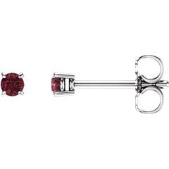 14K White Natural Mozambique Garnet Stud Earrings